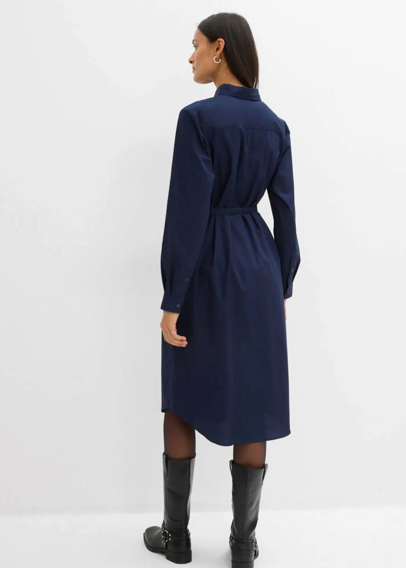 bonprix bonprix Esenciales|Vestidos>Vestido midi de algodón orgánico puro Azul marino