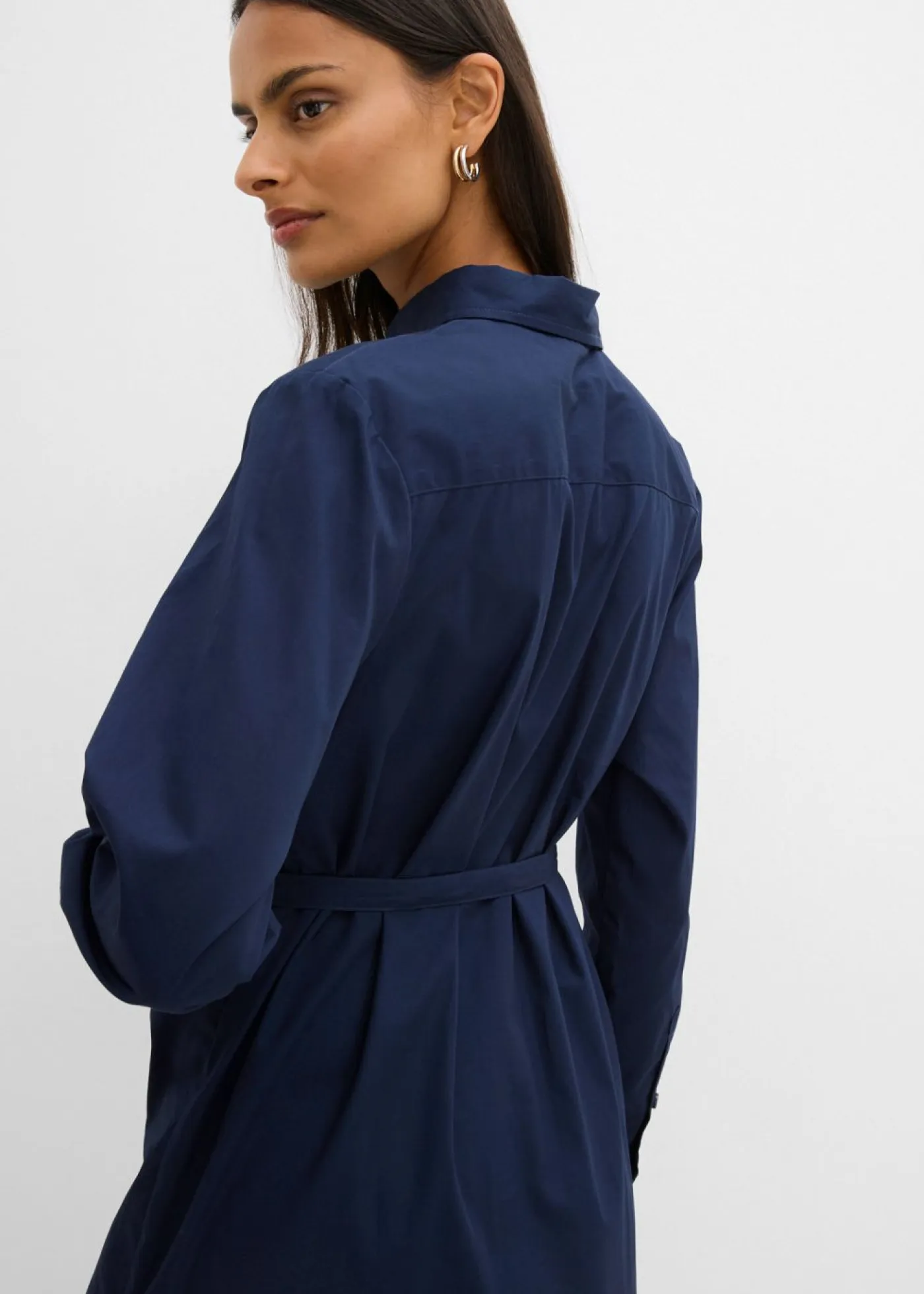 bonprix bonprix Esenciales|Vestidos>Vestido midi de algodón orgánico puro Azul marino