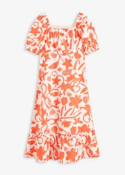 bonprix bonprix Vestidos>Vestido midi de algodón orgánico puro mango-blanco crema