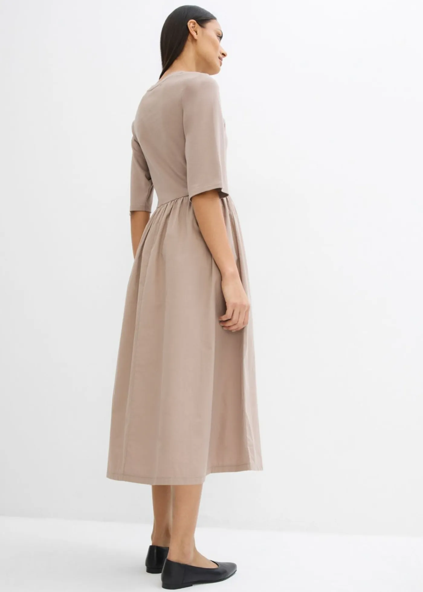 bonprix bonprix Esenciales|Vestidos>Vestido midi de algodón puro rosa cristal