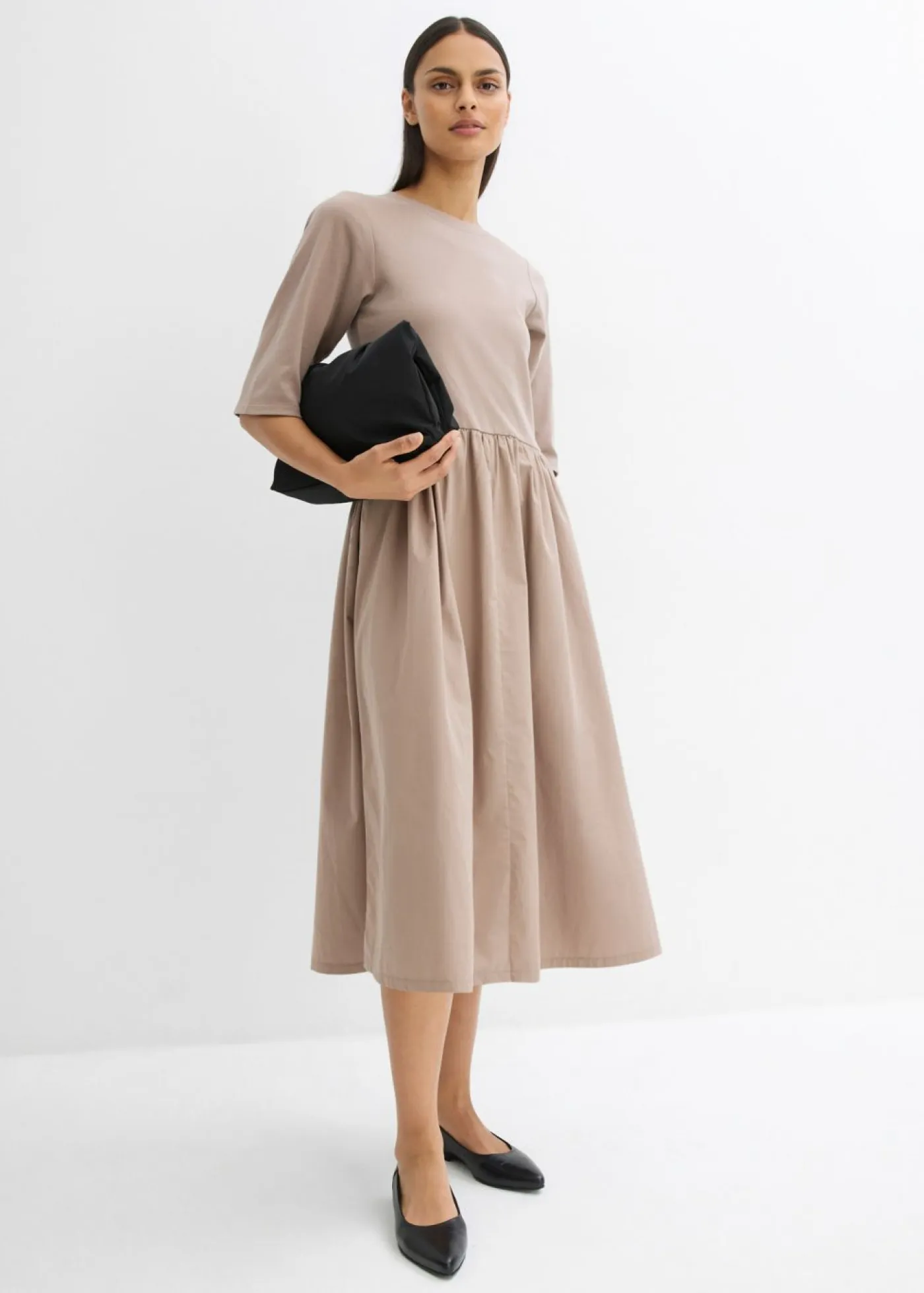 bonprix bonprix Esenciales|Vestidos>Vestido midi de algodón puro rosa cristal