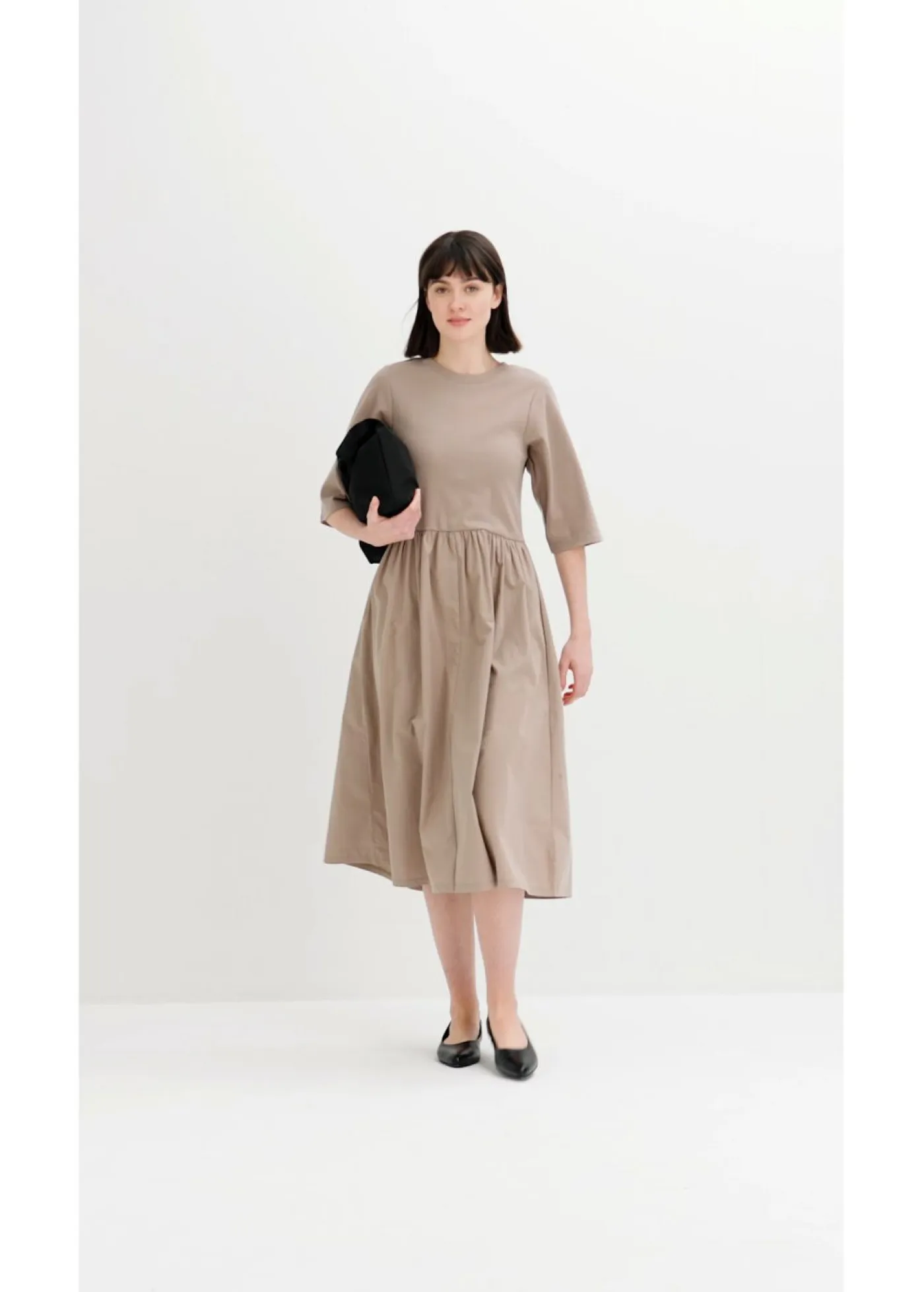 bonprix bonprix Esenciales|Vestidos>Vestido midi de algodón puro rosa cristal