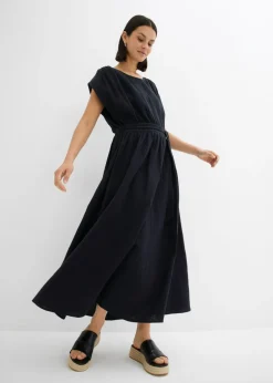 bonprix bonprix Vestidos>Vestido midi de algodón puro Negro