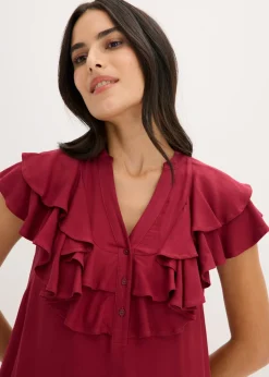 Mujer bonprix bonprix Vestido midi de crepé estructurado con volantes