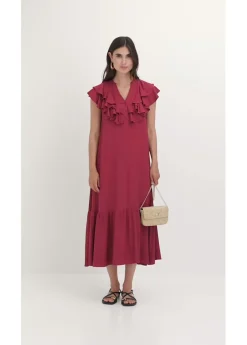 Mujer bonprix bonprix Vestido midi de crepé estructurado con volantes