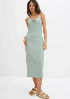 bonprix bonprix Vestidos>Vestido midi de crepé ligero verde ahumado