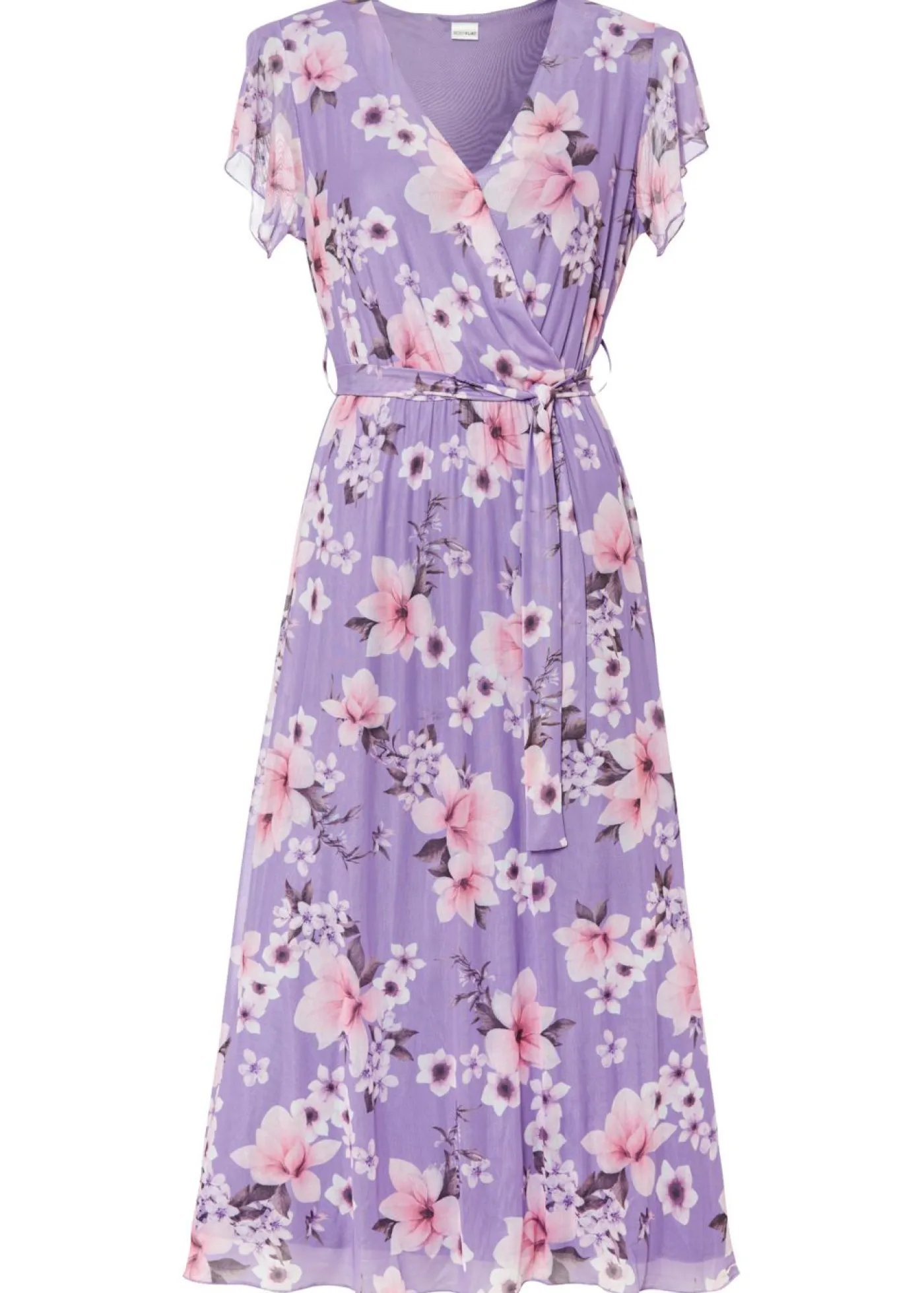 bonprix bonprix Vestidos>Vestido midi de malla estampado púrpura con flores