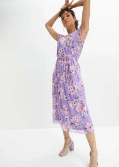 bonprix bonprix Vestidos>Vestido midi de malla estampado púrpura con flores