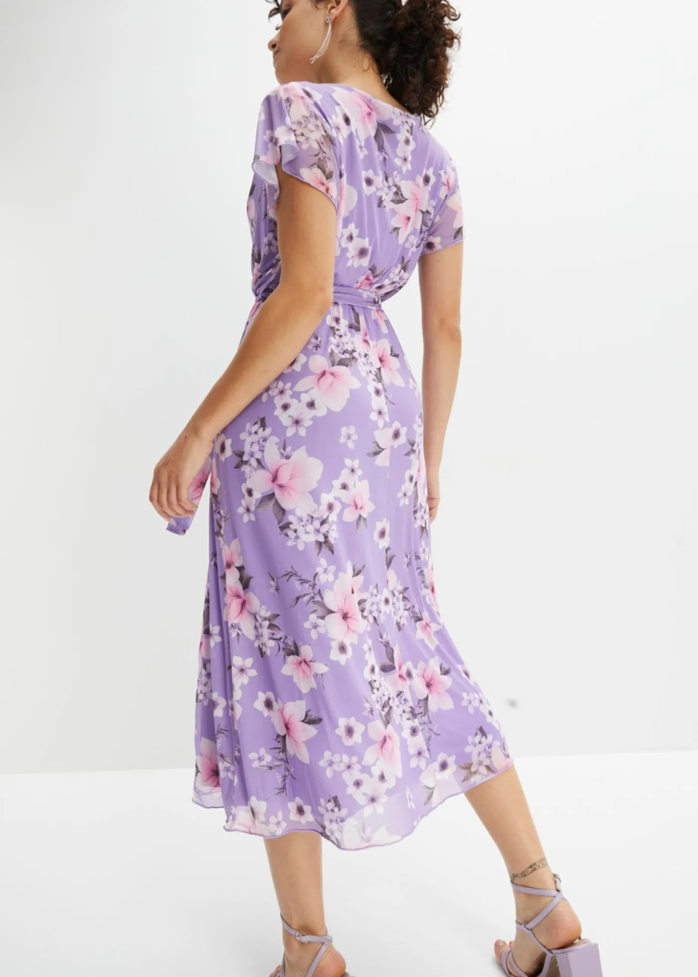 bonprix bonprix Vestidos>Vestido midi de malla estampado púrpura con flores