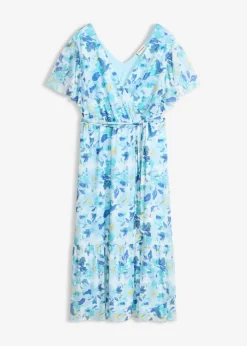 bonprix bonprix Vestidos|Novedades>Vestido midi de malla suave Azul con flores