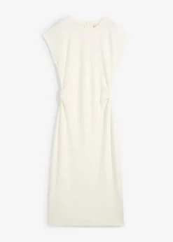 bonprix bonprix Esenciales|Vestidos>Vestido midi de mezcla de viscosa suave Blanco lana