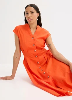 Mujer bonprix bonprix Vestido midi de mezcla de lino ligero