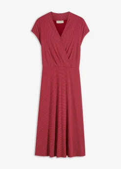bonprix bonprix Vestidos>Vestido midi de mezcla de viscosa Rojo atardecer/blanco de lunares