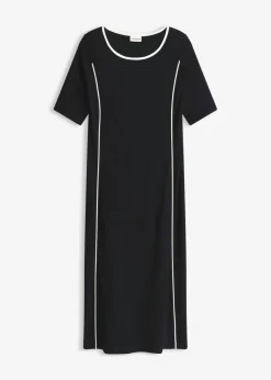 bonprix bonprix Vestidos>Vestido midi de Punto di Roma Negro-blanco lana