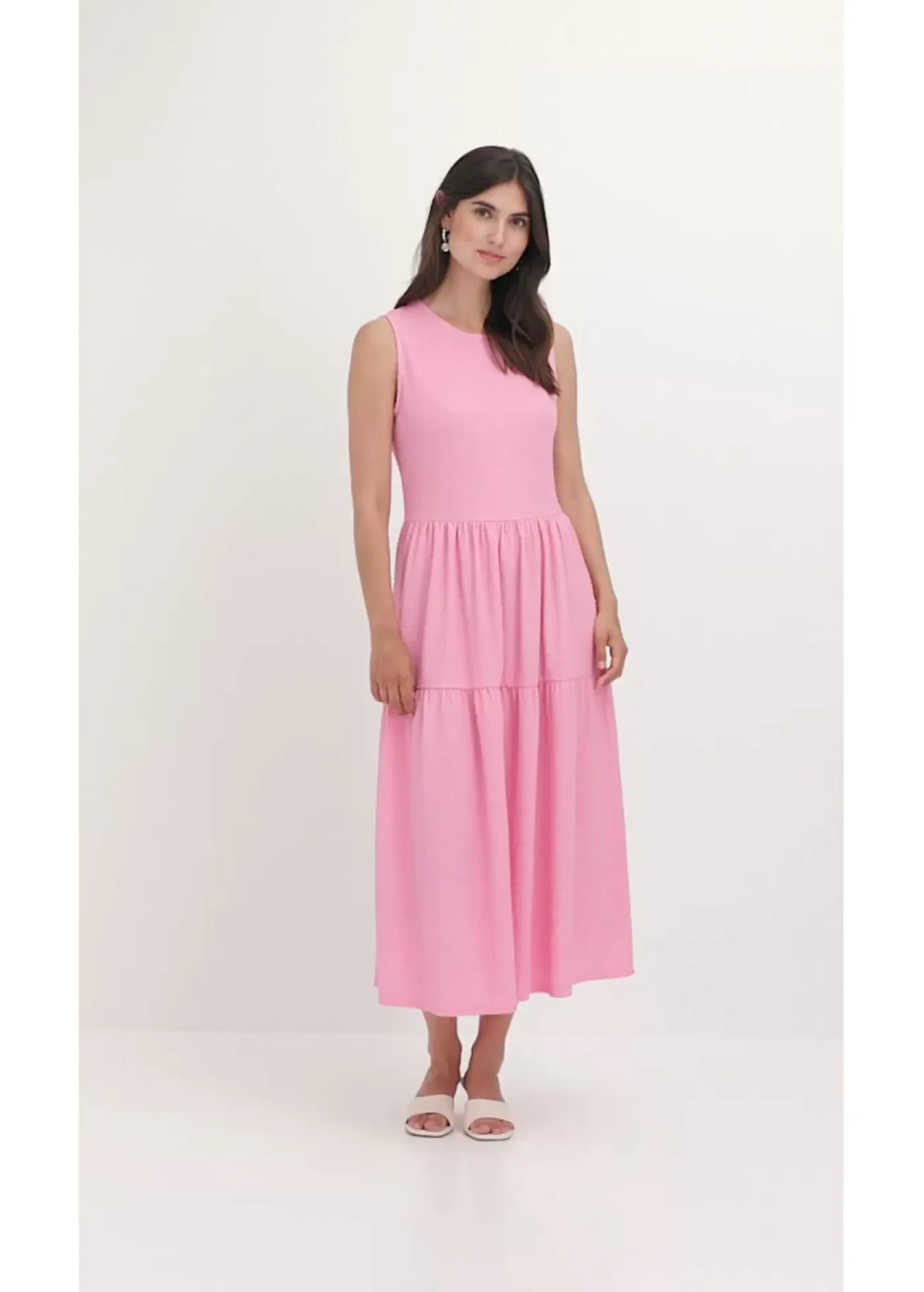bonprix bonprix Vestidos>Vestido midi de punto estructurado con escote en la espalda Rosa