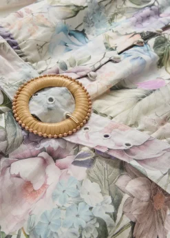 bonprix bonprix Premium|Vestidos>Vestido midi de ramio (conjunto de 2 piezas con cinturón) Lila empolvado