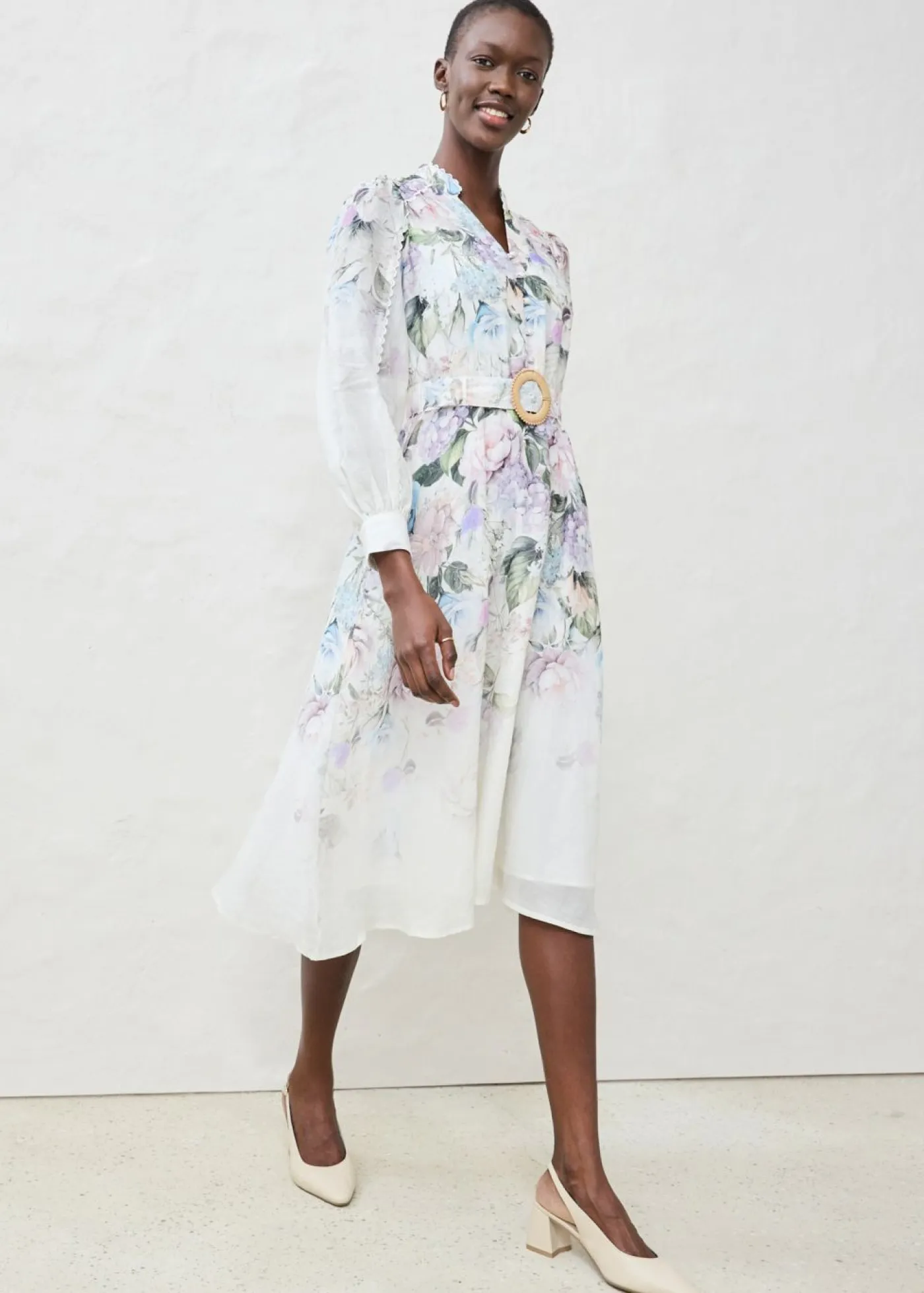 bonprix bonprix Premium|Vestidos>Vestido midi de ramio (conjunto de 2 piezas con cinturón) Lila empolvado