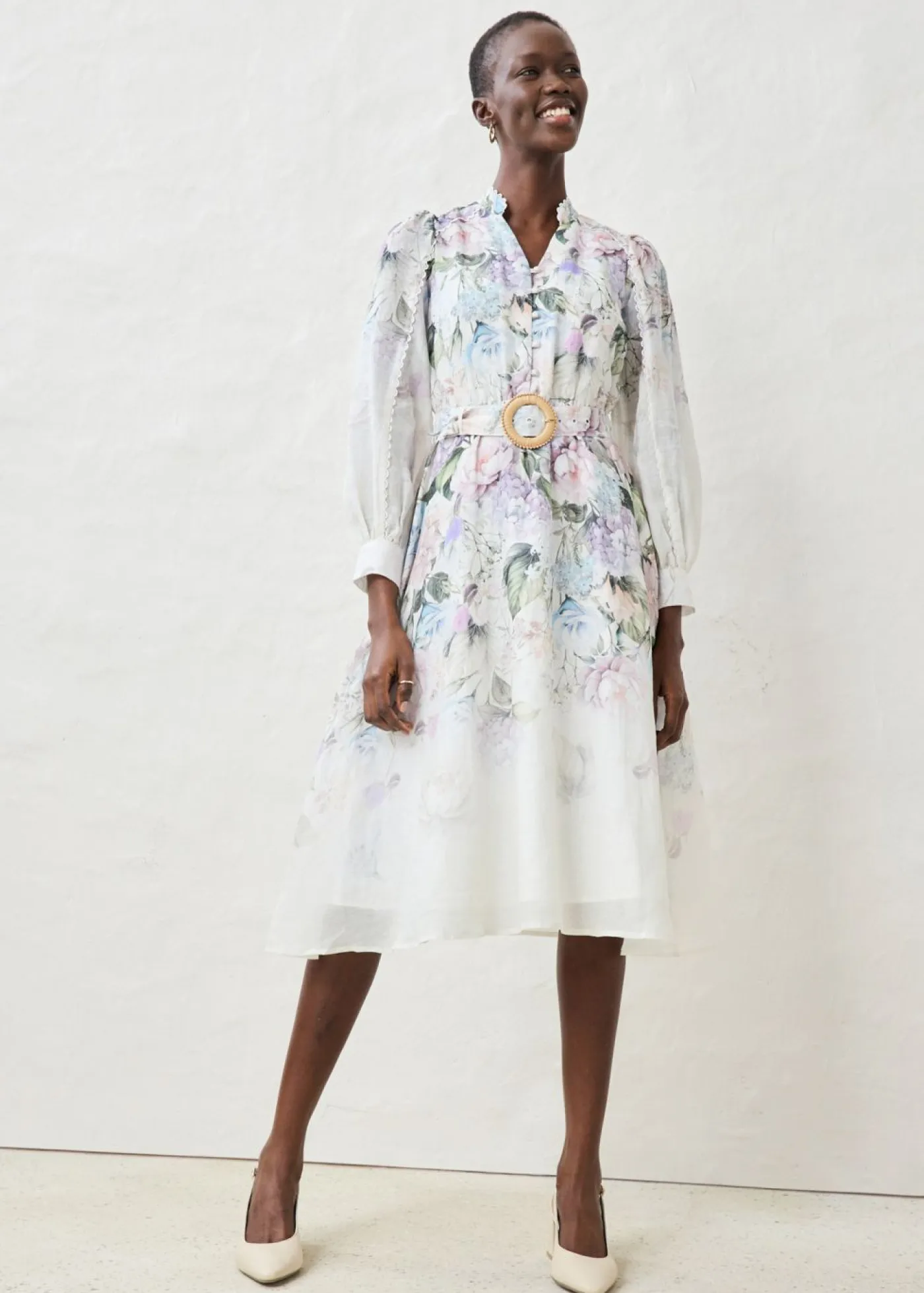 bonprix bonprix Premium|Vestidos>Vestido midi de ramio (conjunto de 2 piezas con cinturón) Lila empolvado