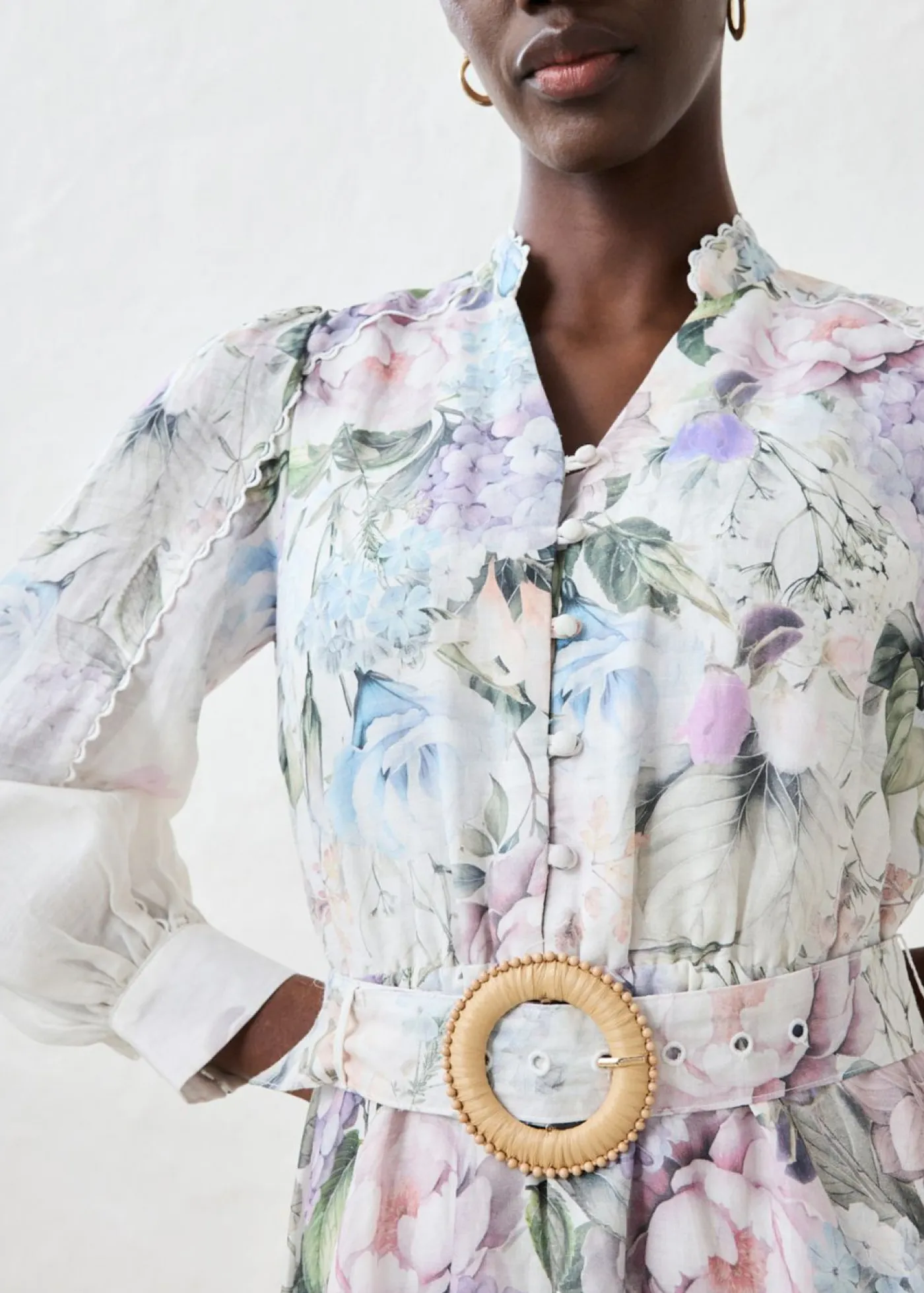 bonprix bonprix Premium|Vestidos>Vestido midi de ramio (conjunto de 2 piezas con cinturón) Lila empolvado