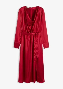 bonprix bonprix Vestidos>Vestido midi de satén brillante rojo cayena