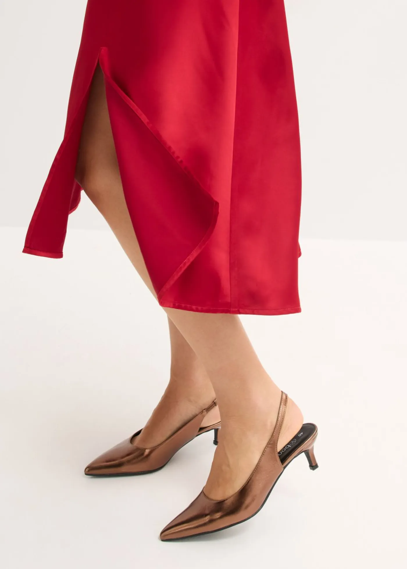 bonprix bonprix Vestidos>Vestido midi de satén brillante rojo cayena