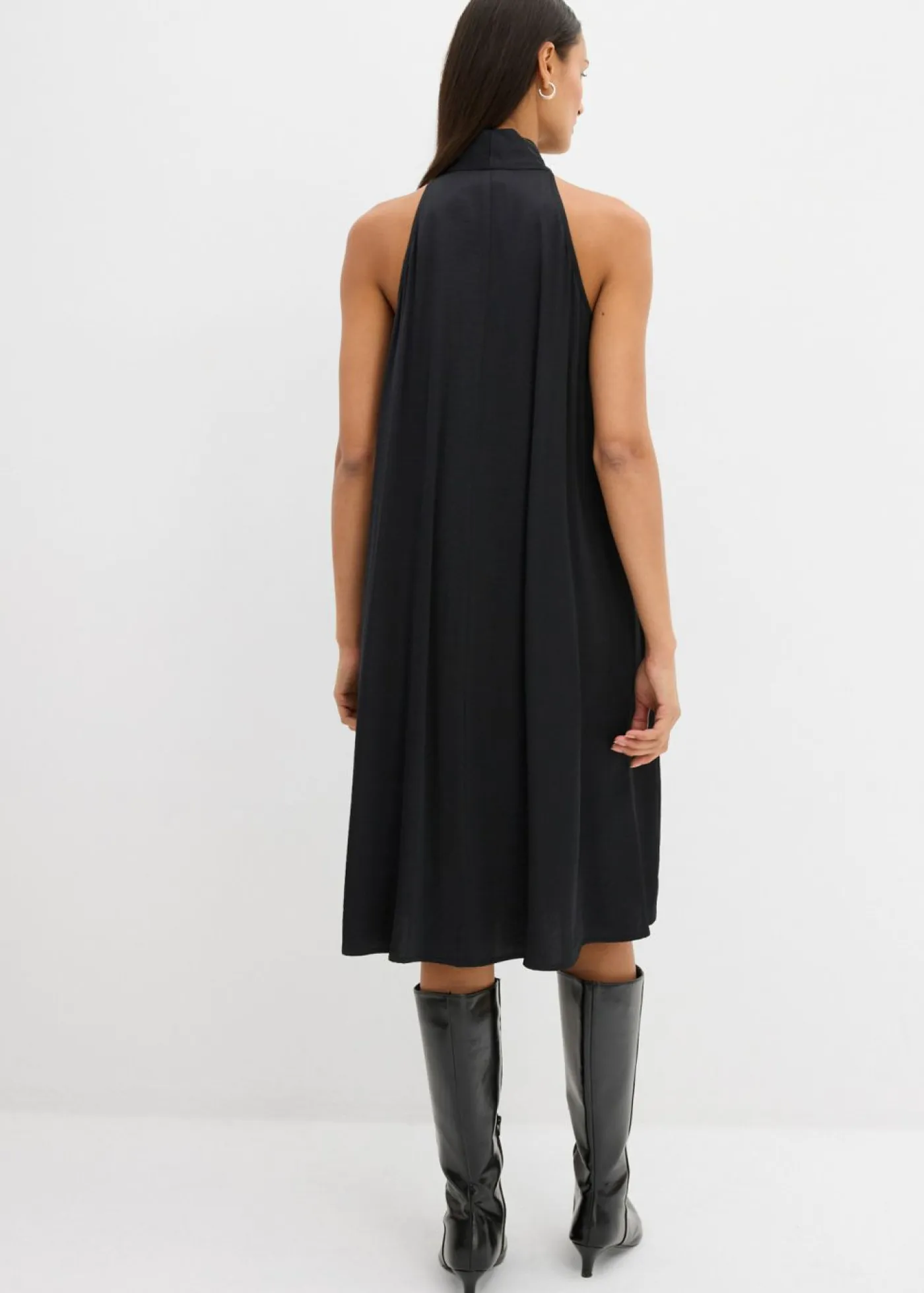 bonprix bonprix Esenciales|Vestidos>Vestido midi de satén de mezcla de viscosa Negro