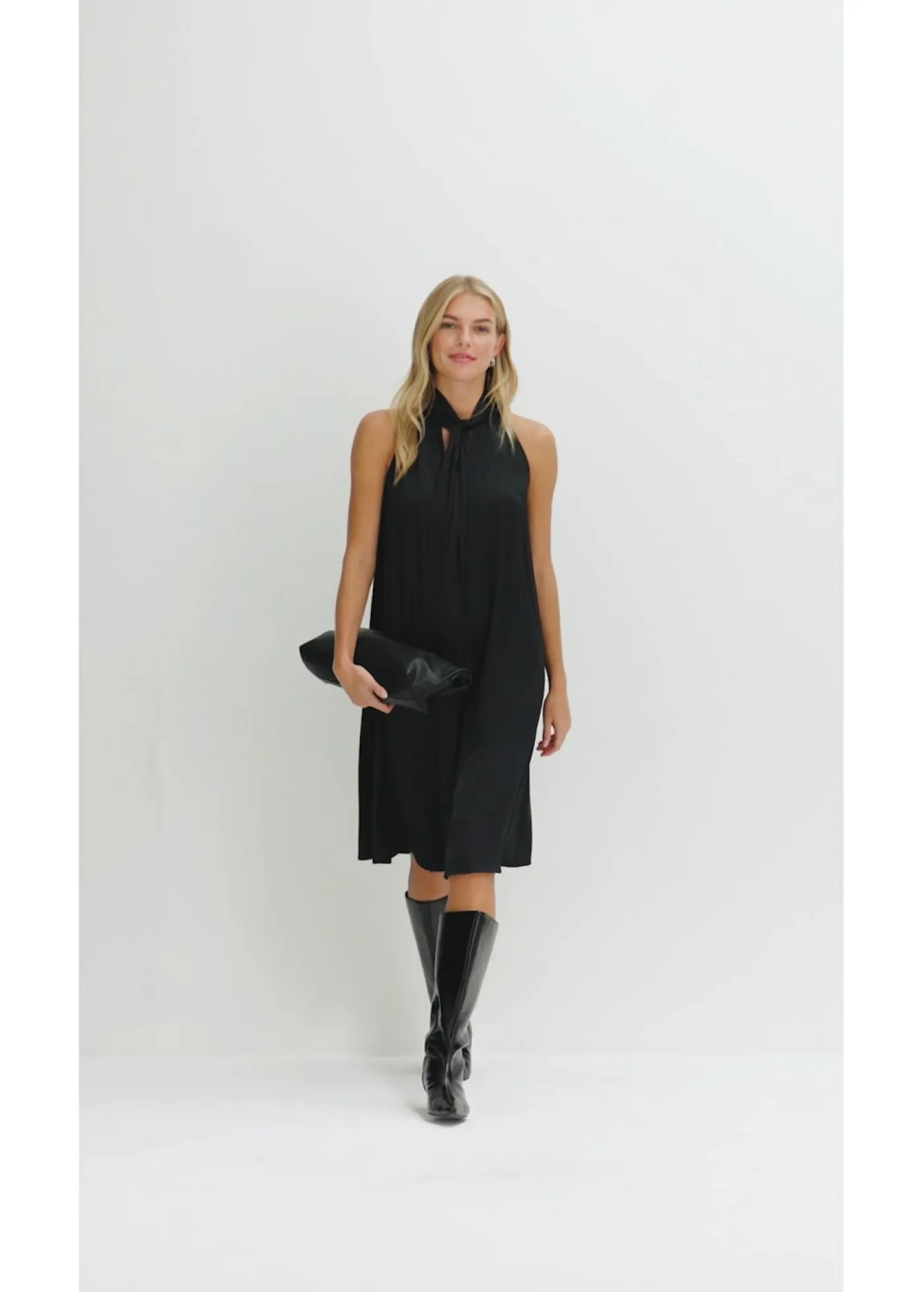 bonprix bonprix Esenciales|Vestidos>Vestido midi de satén de mezcla de viscosa Negro