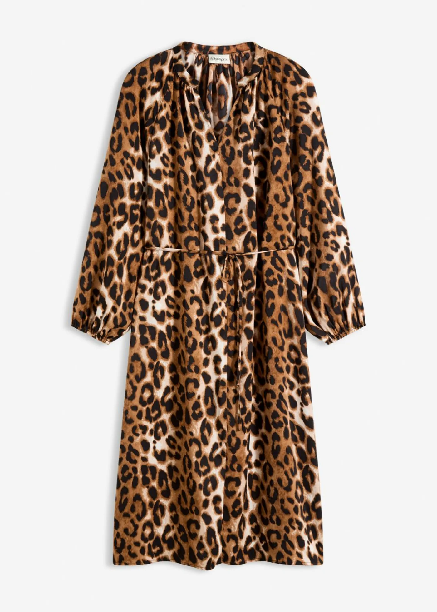 bonprix bonprix Vestidos>Vestido midi de satén fluido estampado leo marrón