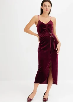 Mujer bonprix bonprix Vestido midi de terciopelo suave y tirantes finos