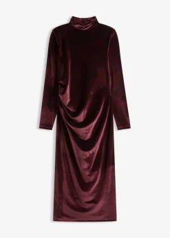 bonprix bonprix Vestidos>Vestido midi de terciopelo suave Burdeos