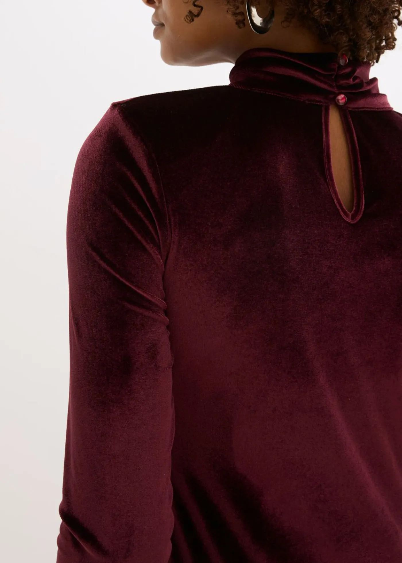 bonprix bonprix Vestidos>Vestido midi de terciopelo suave Burdeos