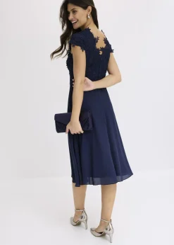 Mujer bonprix bonprix Vestido midi de tul delicado con encaje