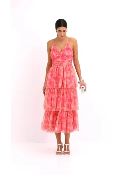 Mujer bonprix bonprix Vestido midi de tul fino con volantes