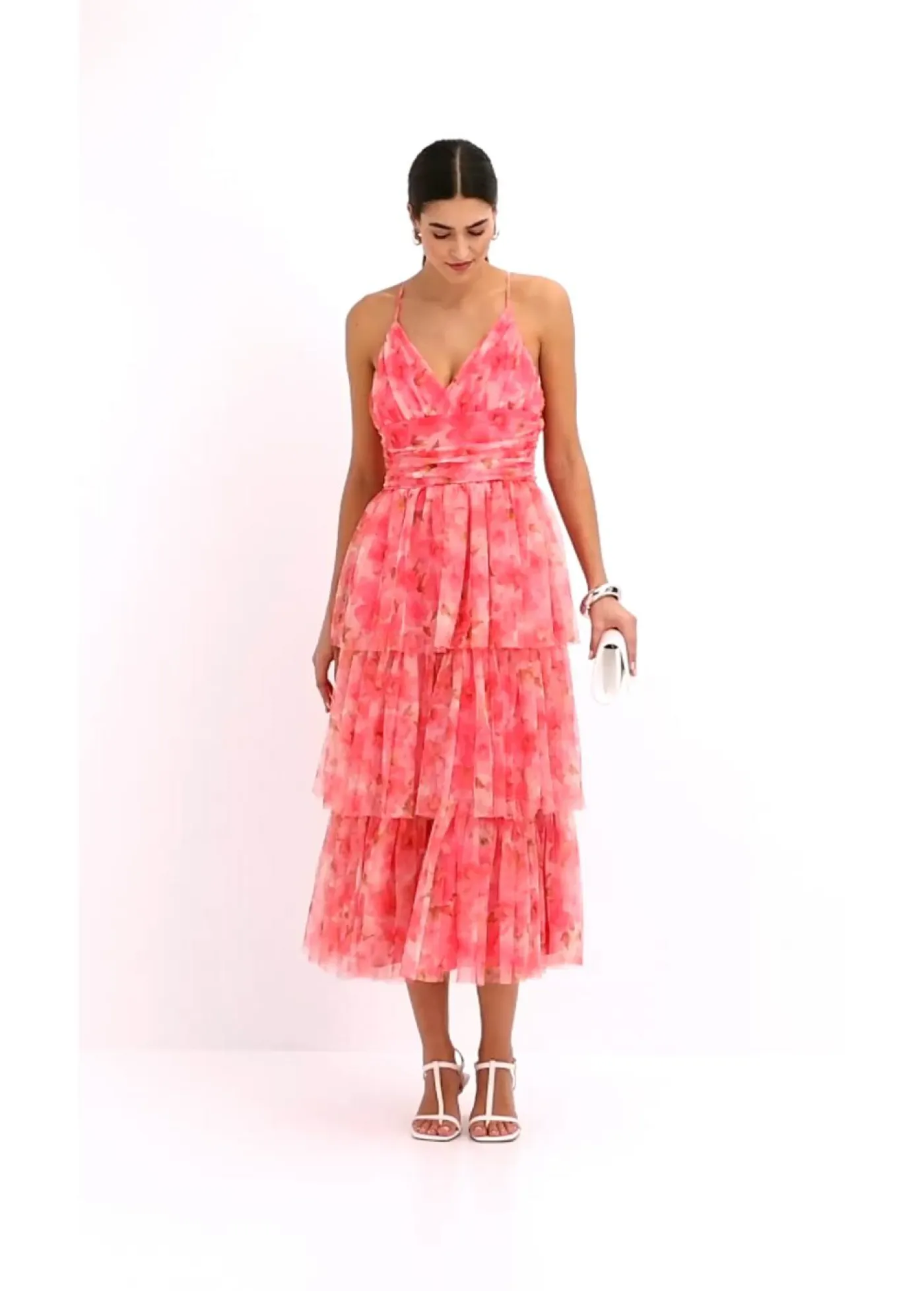 Mujer bonprix bonprix Vestido midi de tul fino con volantes