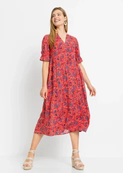 bonprix bonprix Vestidos>Vestido midi de viscosa pura Rojo