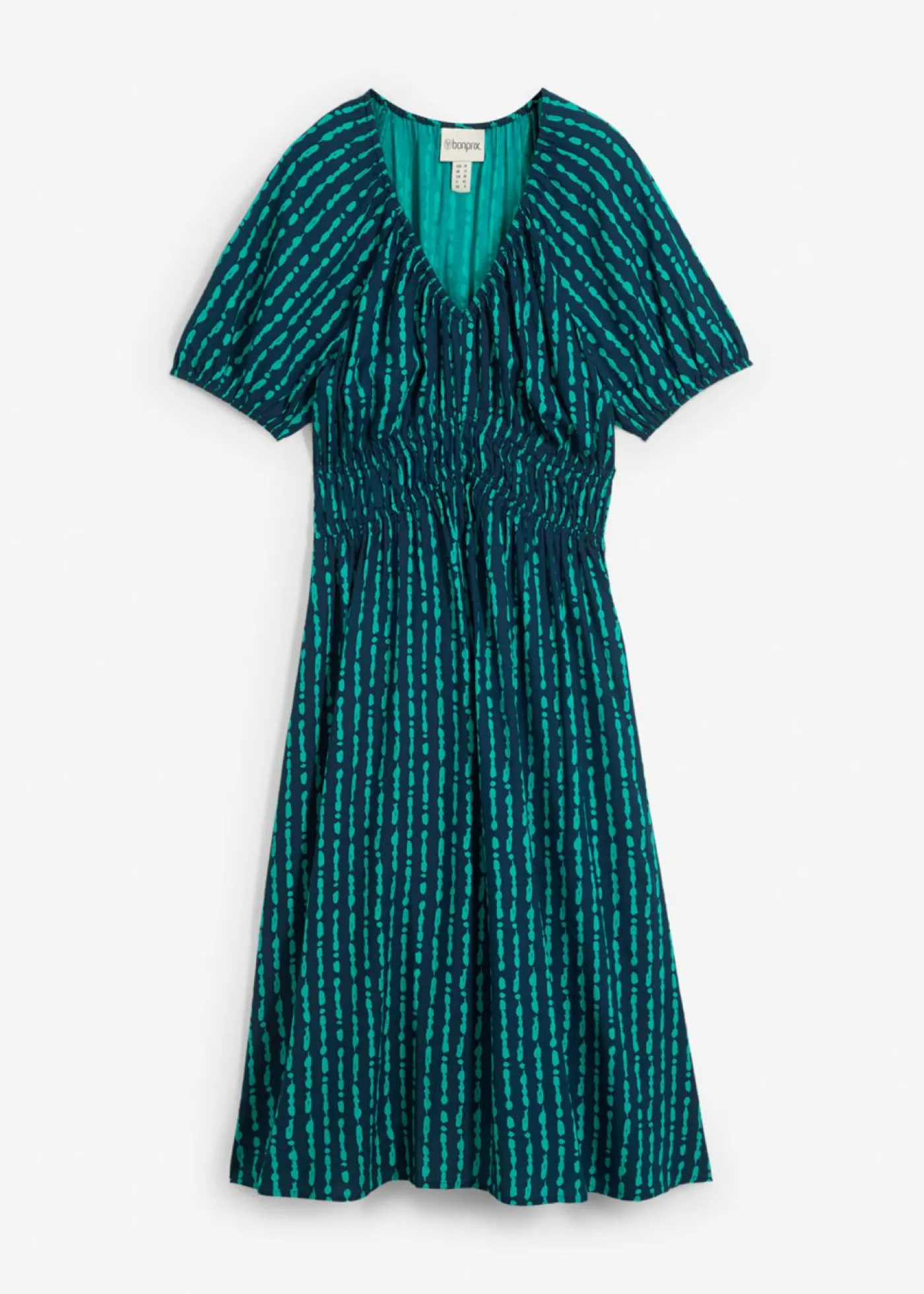 bonprix bonprix Vestidos>Vestido midi de viscosa suave azul marino-turquesa mate