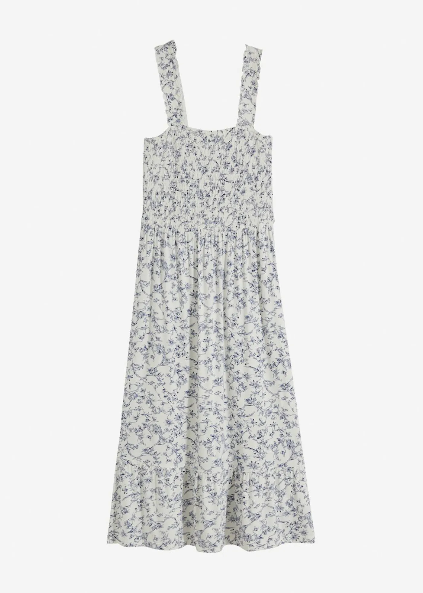 bonprix bonprix Vestidos>Vestido midi de viscosa sostenible Blanco lana-azul de flores