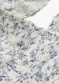 bonprix bonprix Vestidos>Vestido midi de viscosa sostenible Blanco lana-azul de flores