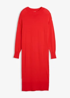 bonprix bonprix Esenciales|Vestidos>Vestido midi holgado de mezcla de viscosa fresa