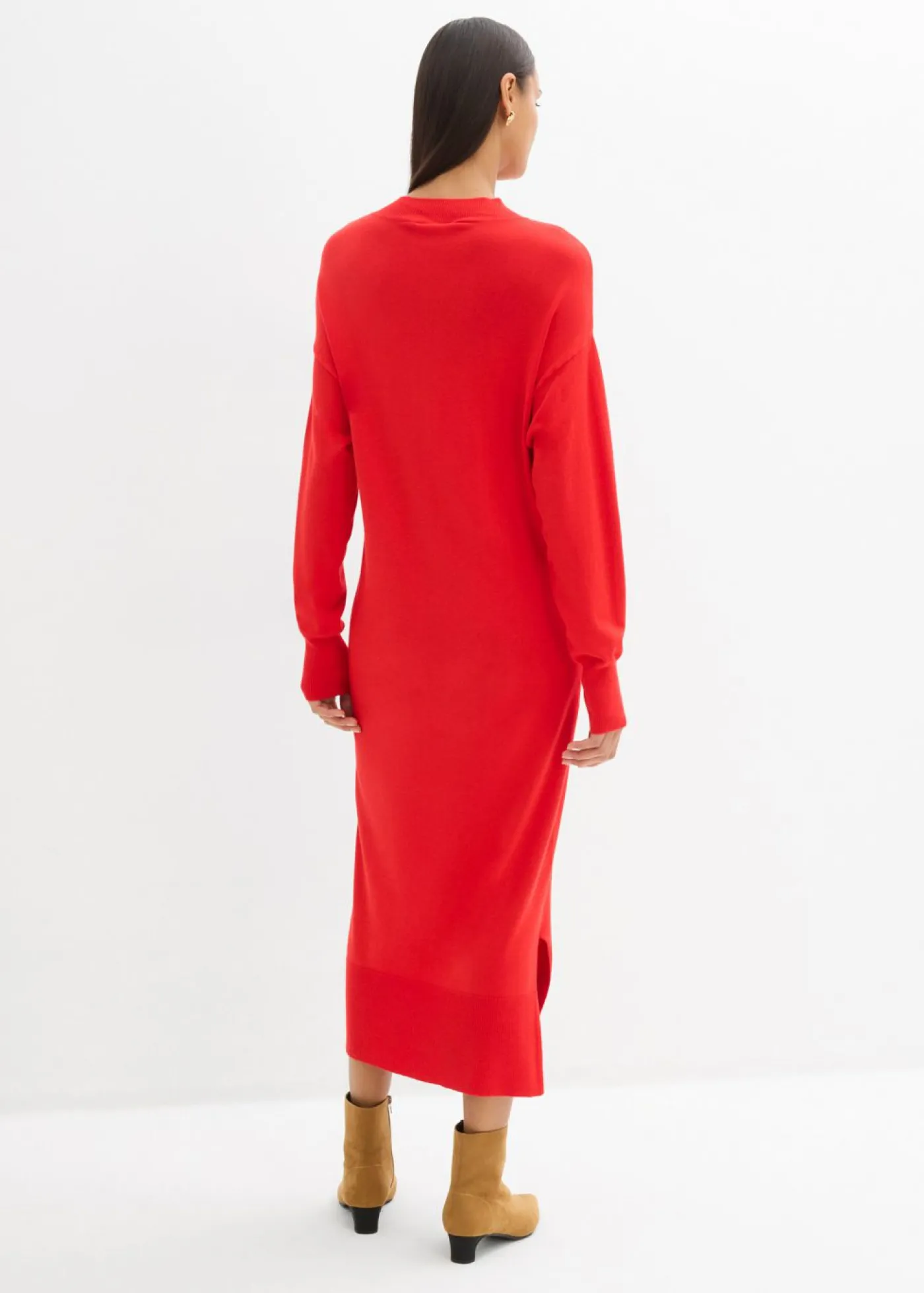 bonprix bonprix Esenciales|Vestidos>Vestido midi holgado de mezcla de viscosa fresa