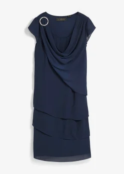 Mujer bonprix bonprix Vestido mini con look de capas y accesorios decorativos