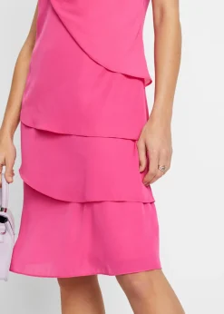 Mujer bonprix bonprix Vestido mini con look de capas y accesorios decorativos