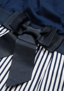 bonprix bonprix Vestidos>Vestido peplum con lazo en la cintura Azul marino-blanco de rayas