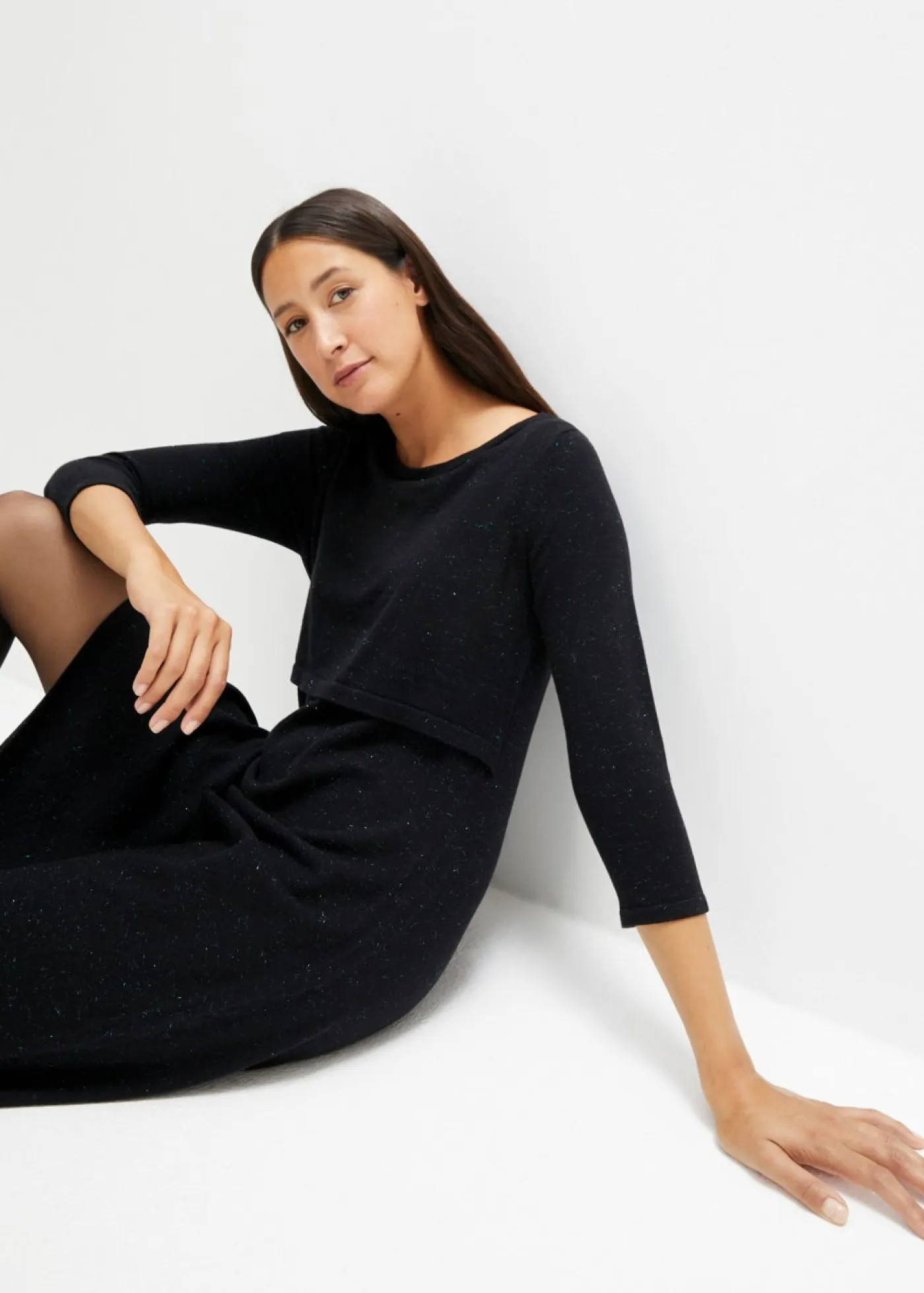 Mujer bonprix bonprix Vestido premamá y de lactancia 2 en 1 con hilo brillante