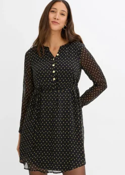 bonprix bonprix Premamá>Vestido premamá/de lactancia 2 en 1 de gasa Negro-dorado de lunares