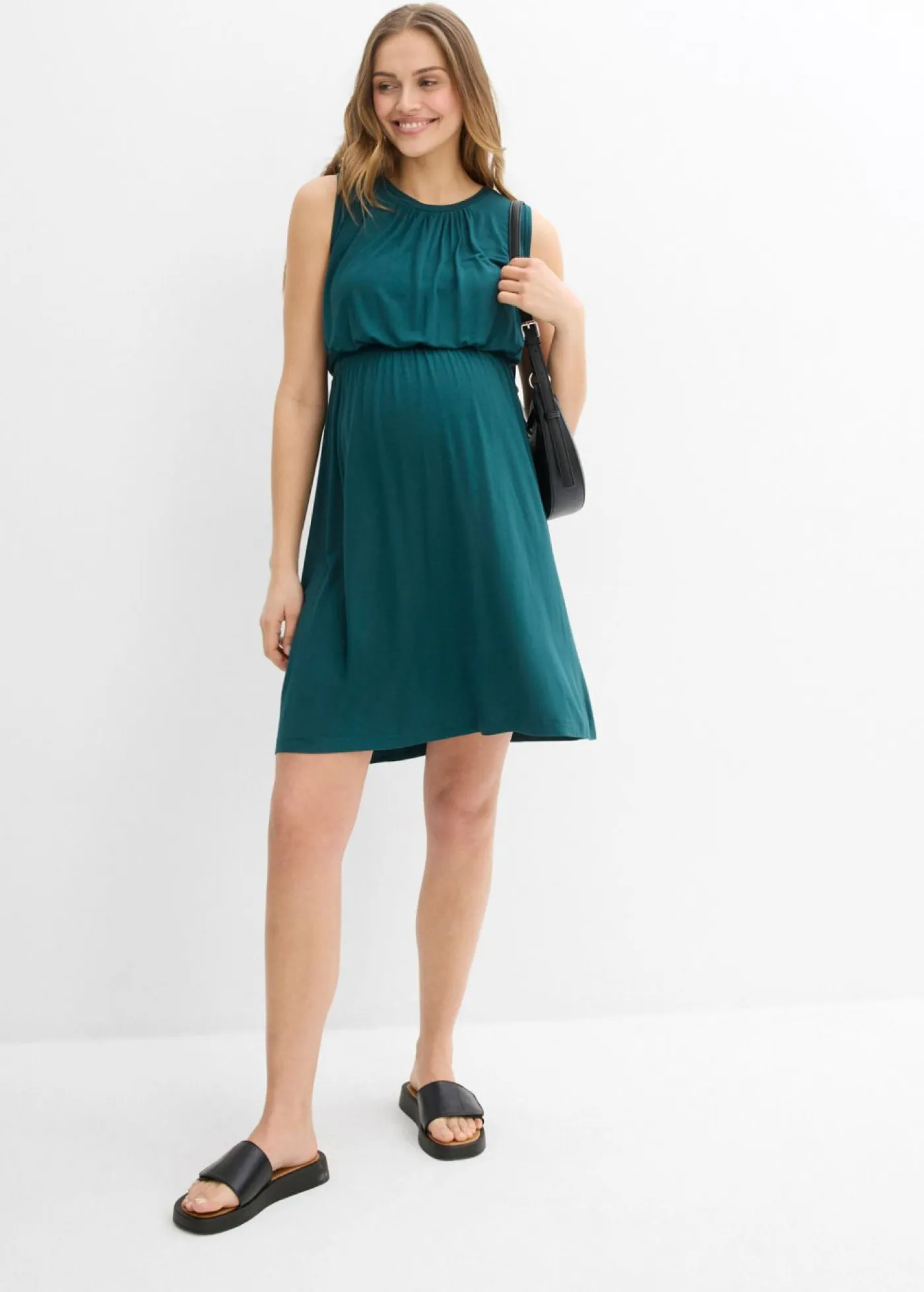 bonprix bonprix Premamá>Vestido premamá/de lactancia de viscosa Verde petróleo