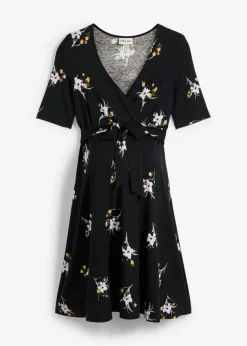 bonprix bonprix Premamá>Vestido premamá/de lactancia de viscosa suave negro-frambuesa con flores