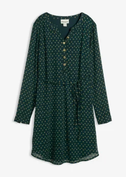 bonprix bonprix Premamá>Vestido premamá/de lactancia 2 en 1 de gasa Verde intenso/dorado de lunares