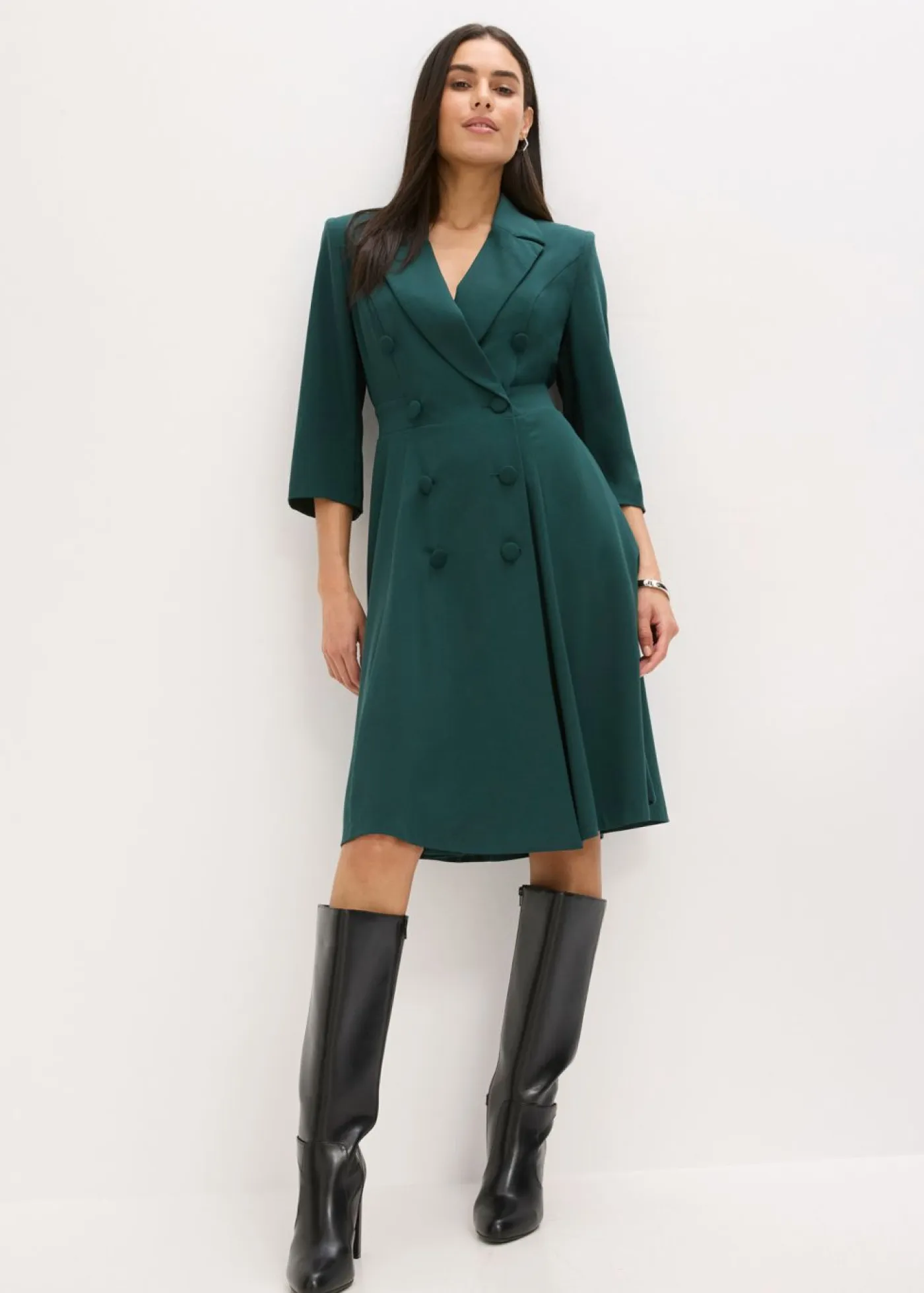 Mujer bonprix bonprix Vestido tipo americana con falda acampanada