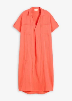 bonprix bonprix Vestidos>Vestido tipo caftán de muselina suave Salmón claro